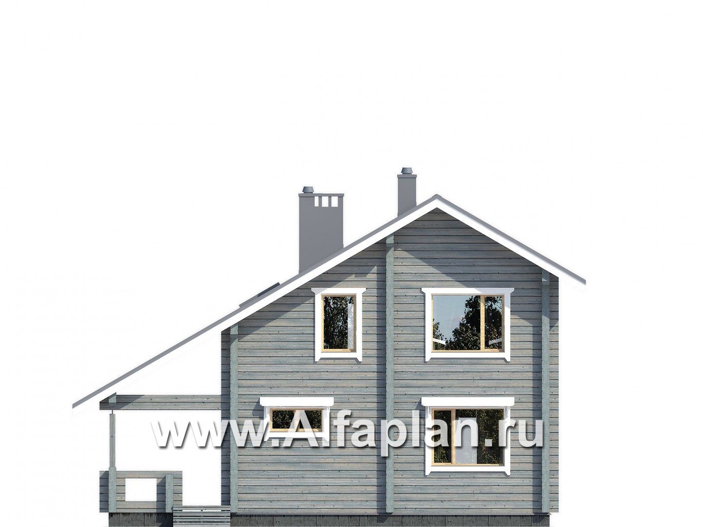 Проекты домов Альфаплан - Деревянный дом с простой двускатной кровлей - изображение фасада №1