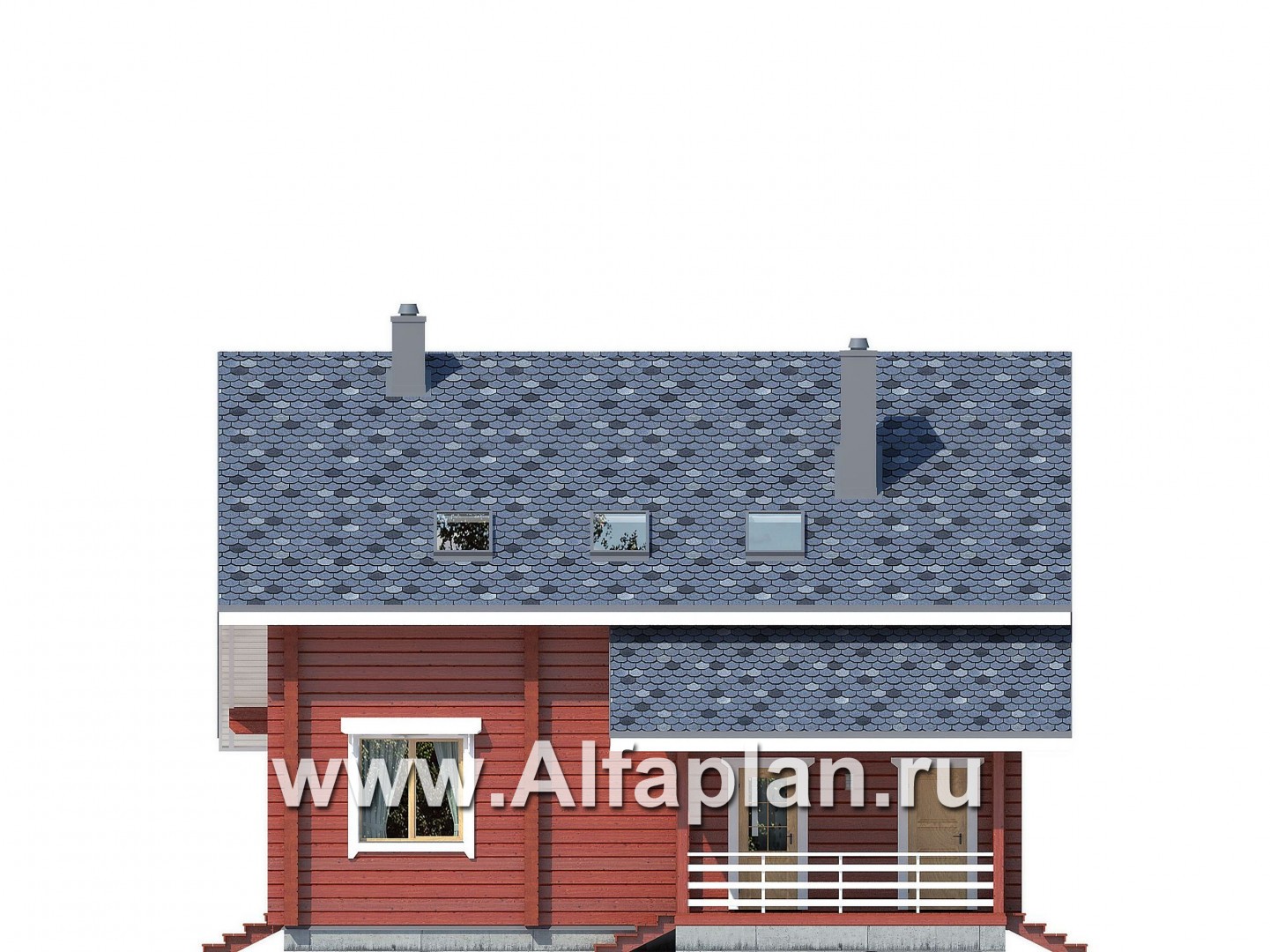 Проекты домов Альфаплан - Дом с простой двускатной кровлей и террасой - изображение фасада №4