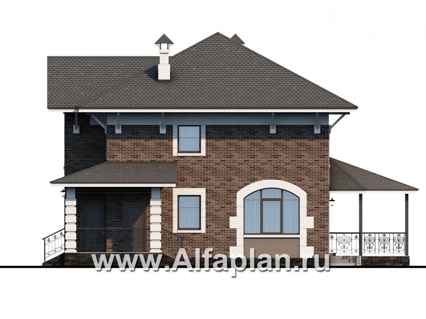 Проекты домов Альфаплан - «Фея сирени» — изящный дом для небольшого участка - изображение фасада №2
