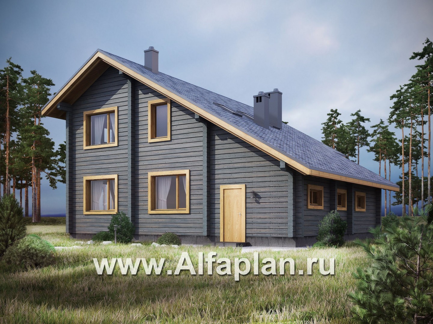 Проекты домов Альфаплан - Деревянный загородный дом с гаражом - дополнительное изображение №3
