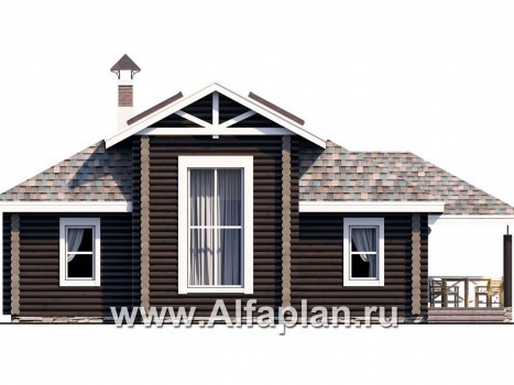 Проекты домов Альфаплан - Баня из бревен - гостевой дом с двумя спальными - превью фасада №1