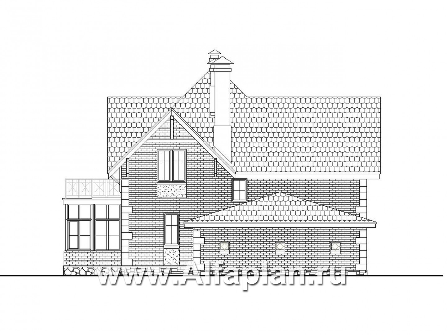 Проекты домов Альфаплан - «Приорат»- элегантный проект коттеджа - изображение фасада №3