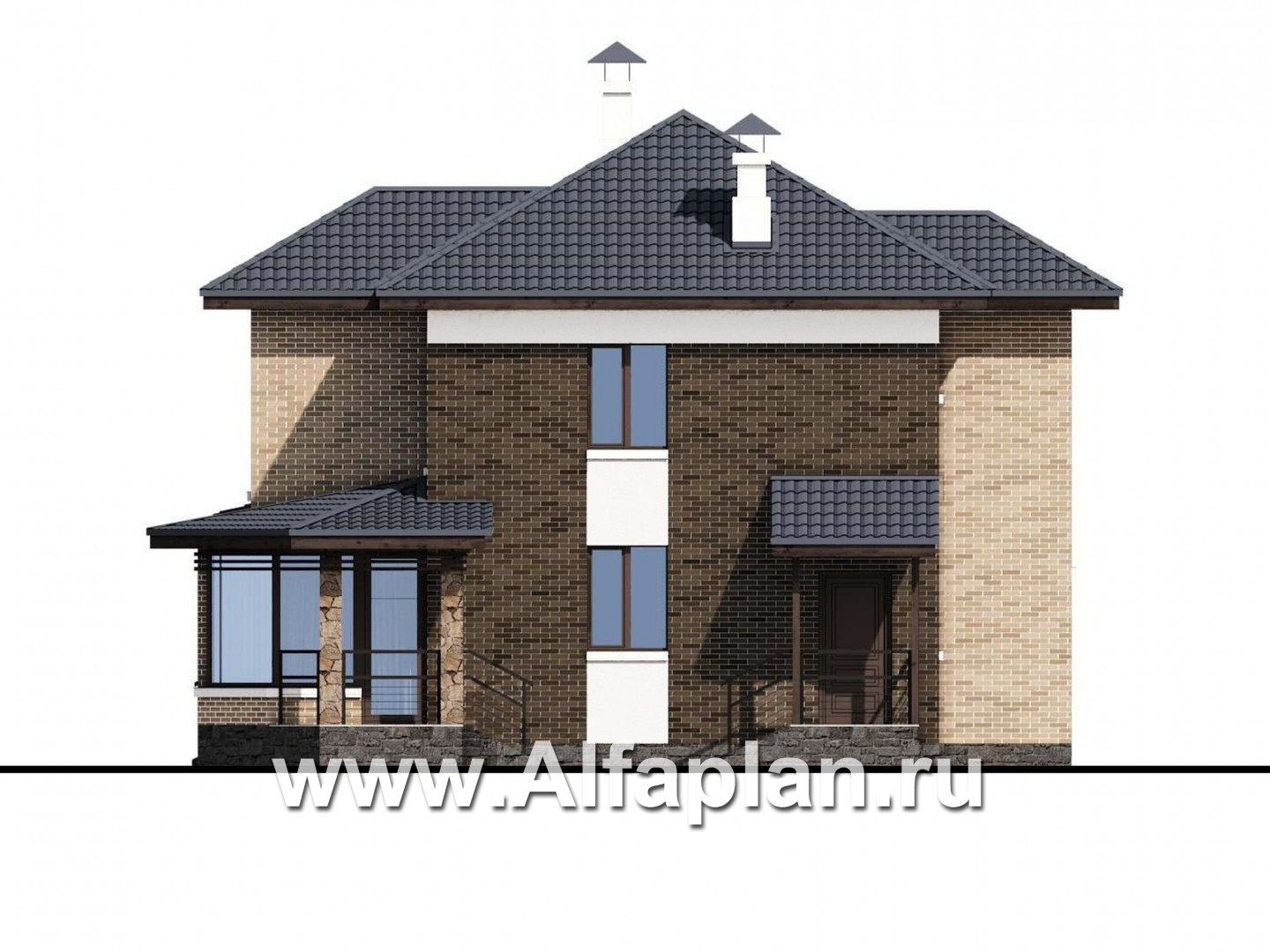 Проекты домов Альфаплан - «Высокий горизонт» - идеальный план дома на 150 квадратов - изображение фасада №2