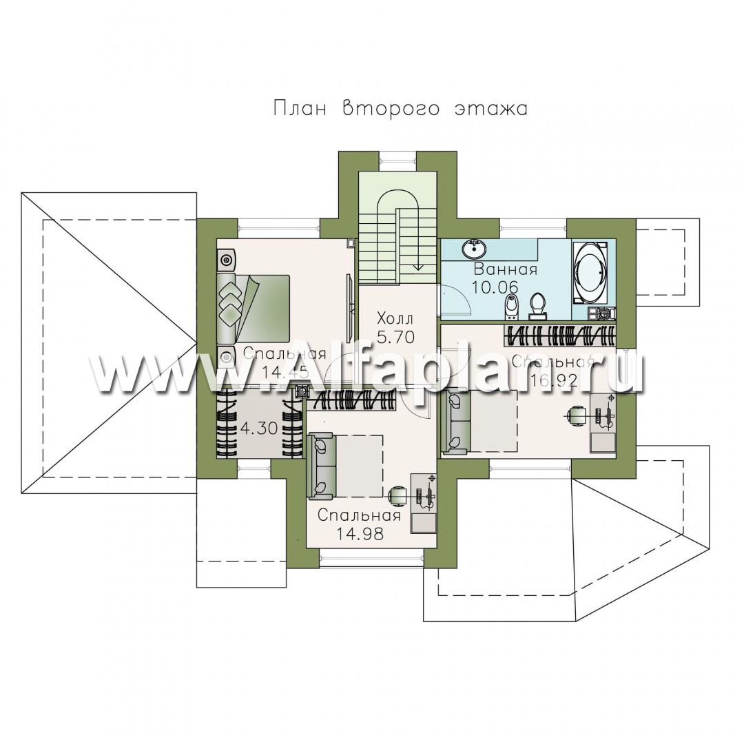 Проекты домов Альфаплан - «Высокий горизонт» - идеальный план дома на 150 квадратов - план проекта №2