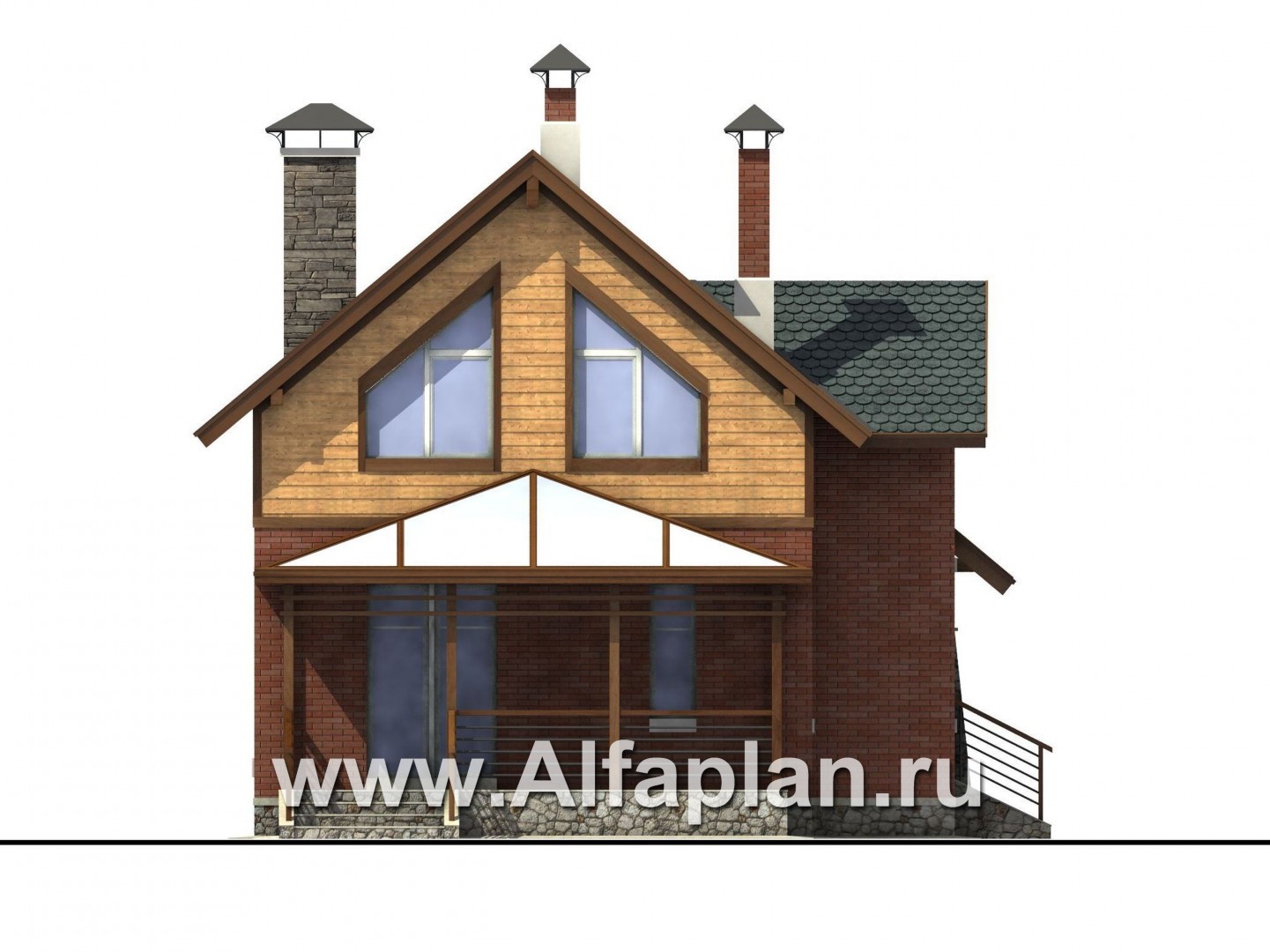 Проекты домов Альфаплан - «Вишневый сад» - проект небольшого дома или дачи - изображение фасада №4