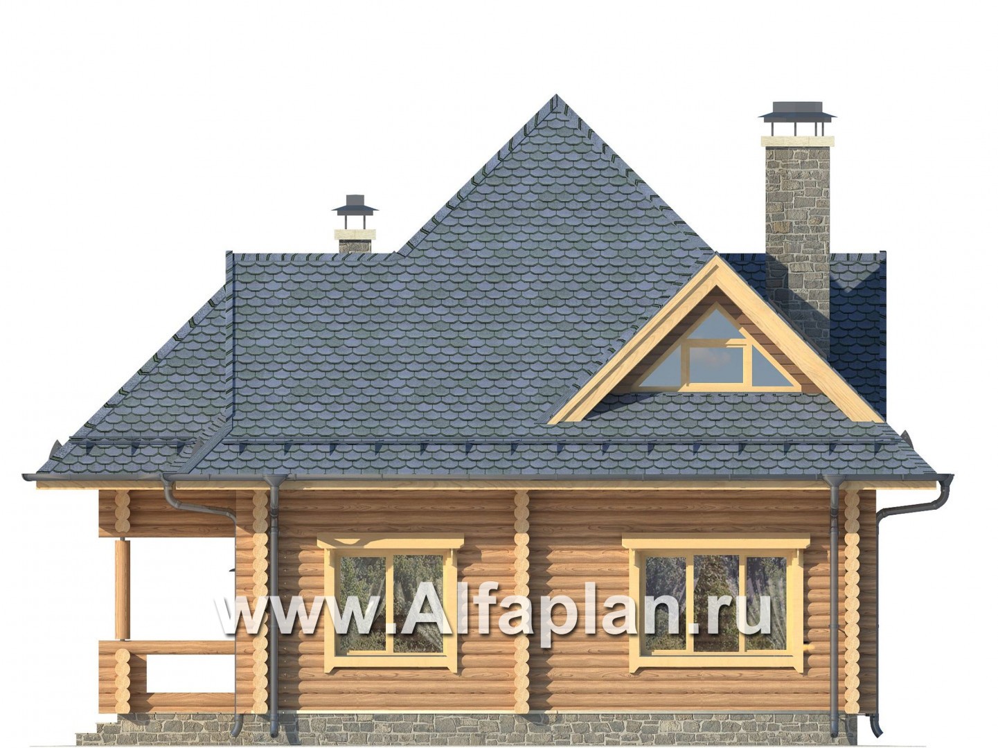 Проекты домов Альфаплан - Компактный деревянный дом - изображение фасада №2