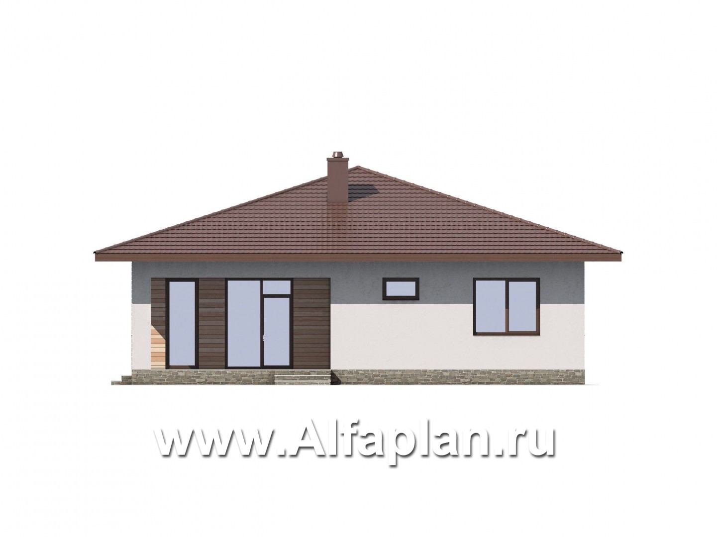 Проекты домов Альфаплан - Одноэтажный загородный дом - изображение фасада №2