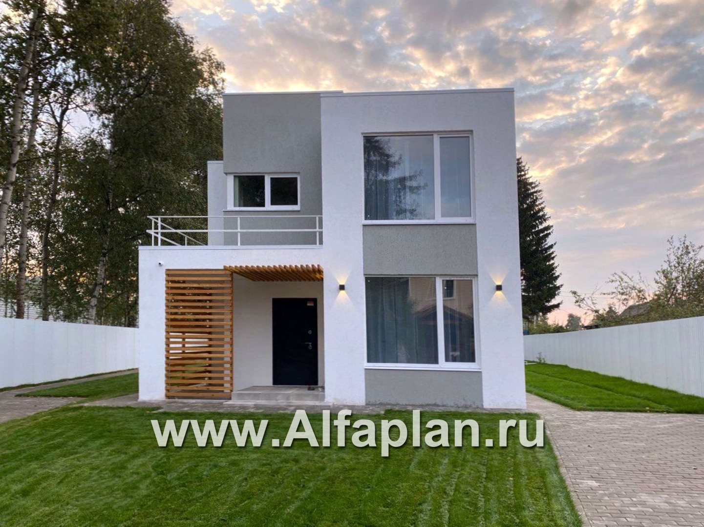 Проекты домов Альфаплан - «Арс» - дом с плоской кровлей для узкого участка - дополнительное изображение №3