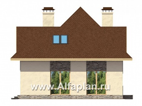 Проекты домов Альфаплан - Мансардный дом для маленького участка - превью фасада №3