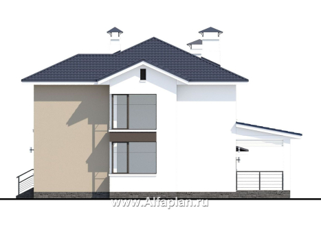 Проекты домов Альфаплан - «Лотос» - компактный современный двухэтажный дом с гаражом - превью фасада №2