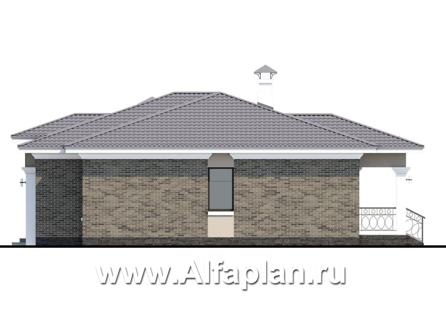 Проекты домов Альфаплан - «Жасмин» - одноэтажный дом в классическом стиле - изображение фасада №2