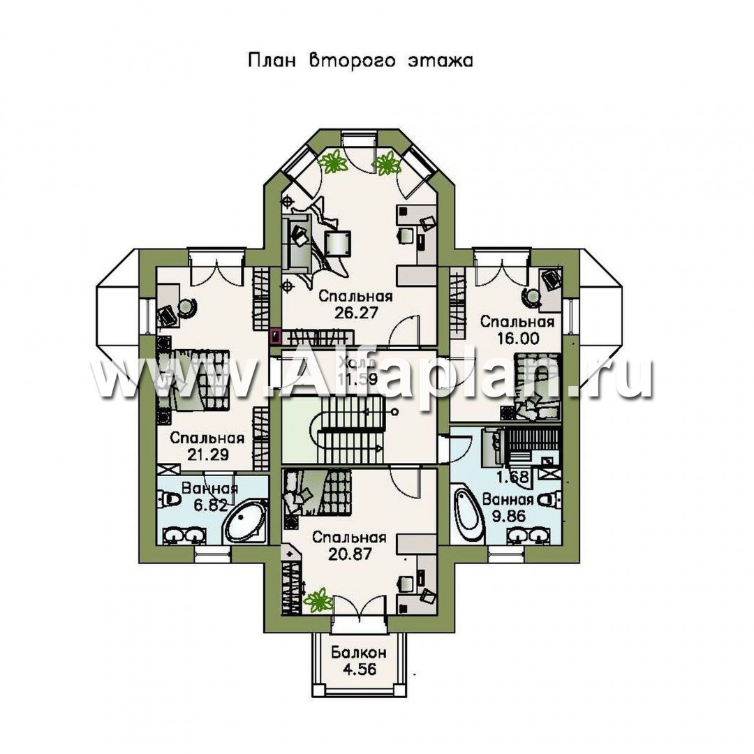 Проекты домов Альфаплан - «Ноблесса»  - коттедж в стиле «Петровское барокко» - план проекта №2