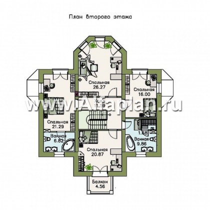 Проекты домов Альфаплан - «Ноблесса»  - коттедж в стиле «Петровское барокко» - превью плана проекта №2