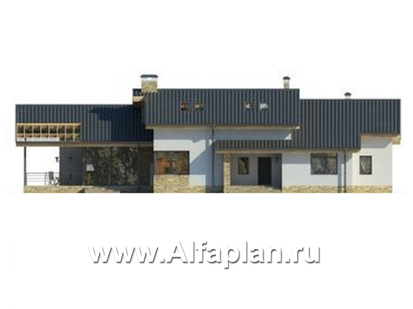 Проекты домов Альфаплан - Удобный современный мансардный коттедж - изображение фасада №1
