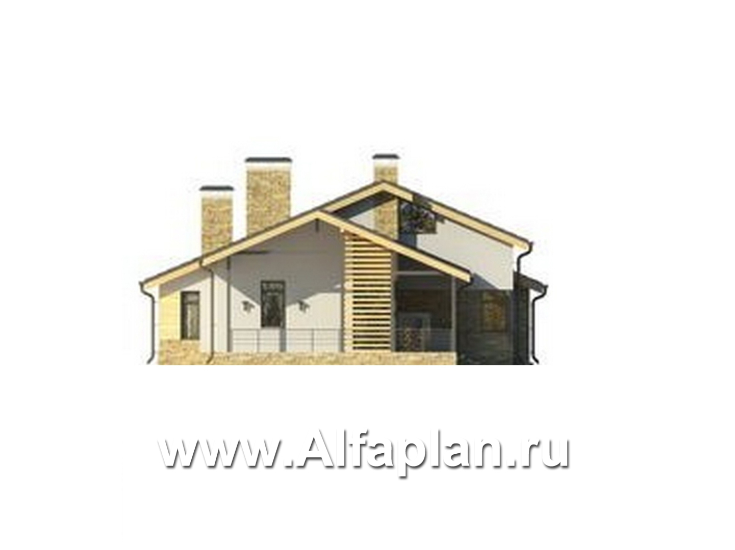 Проекты домов Альфаплан - Удобный современный мансардный коттедж - изображение фасада №3