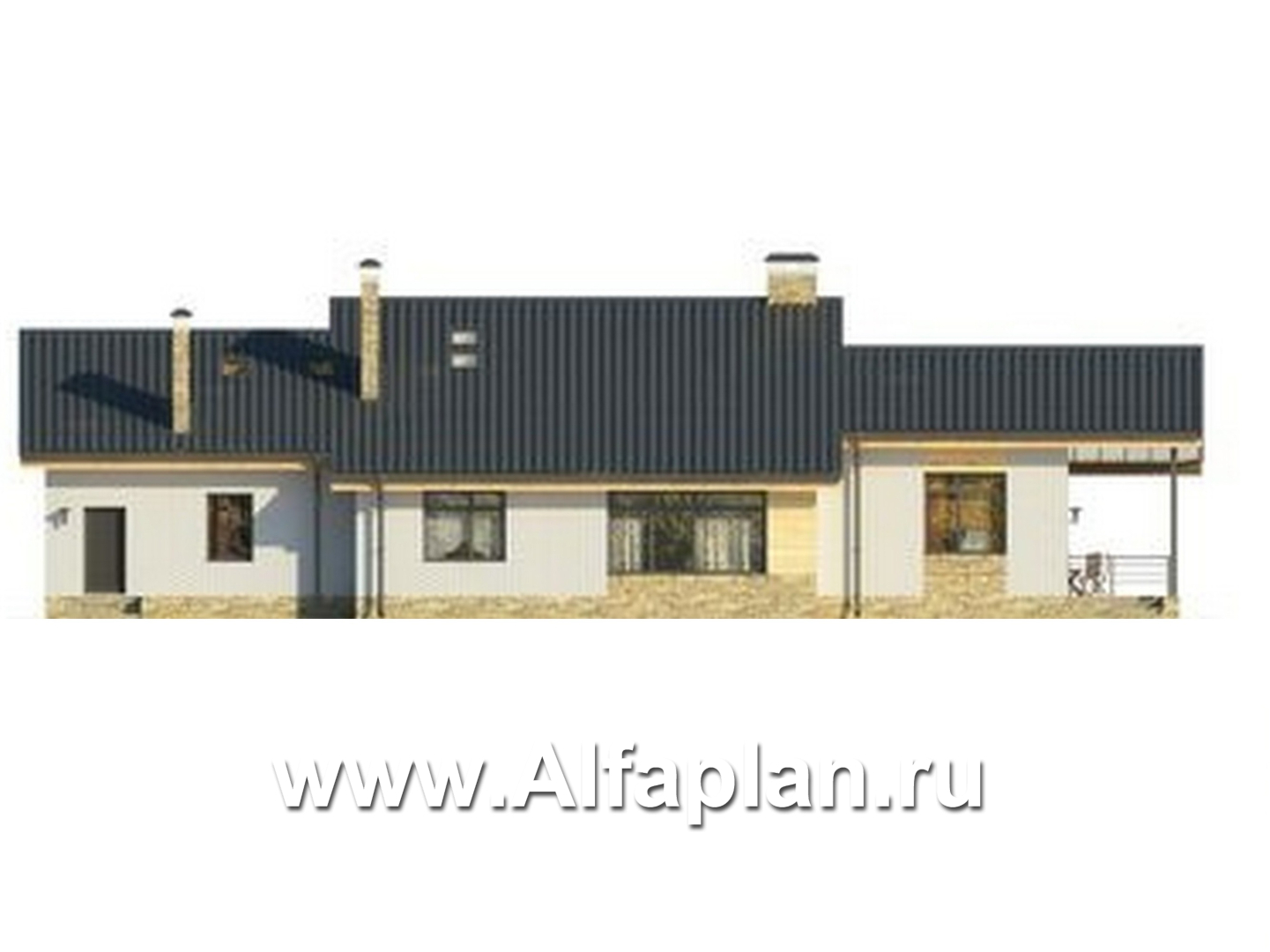 Проекты домов Альфаплан - Удобный современный мансардный коттедж - изображение фасада №4