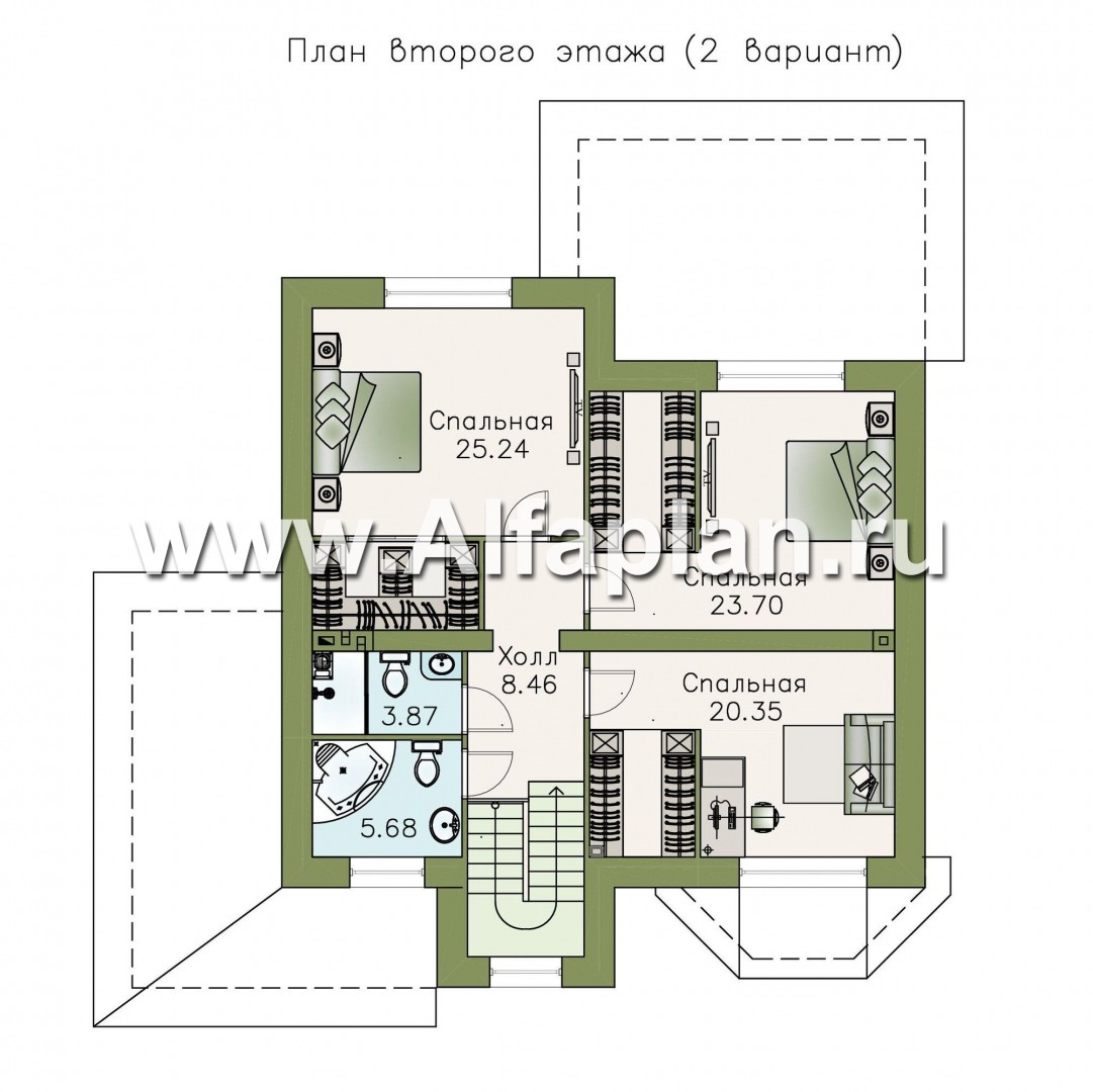 Проекты домов Альфаплан - «Амадей» - изысканный коттедж с  комфортной планировкой - изображение плана проекта №3