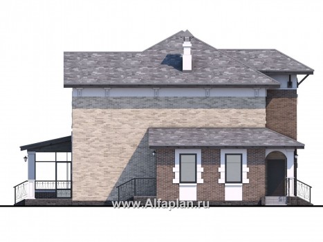 Проекты домов Альфаплан - «Амадей» - изысканный коттедж с  комфортной планировкой - превью фасада №3