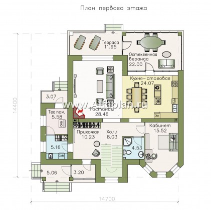 Проекты домов Альфаплан - «Амадей» - изысканный коттедж с  комфортной планировкой - превью плана проекта №1