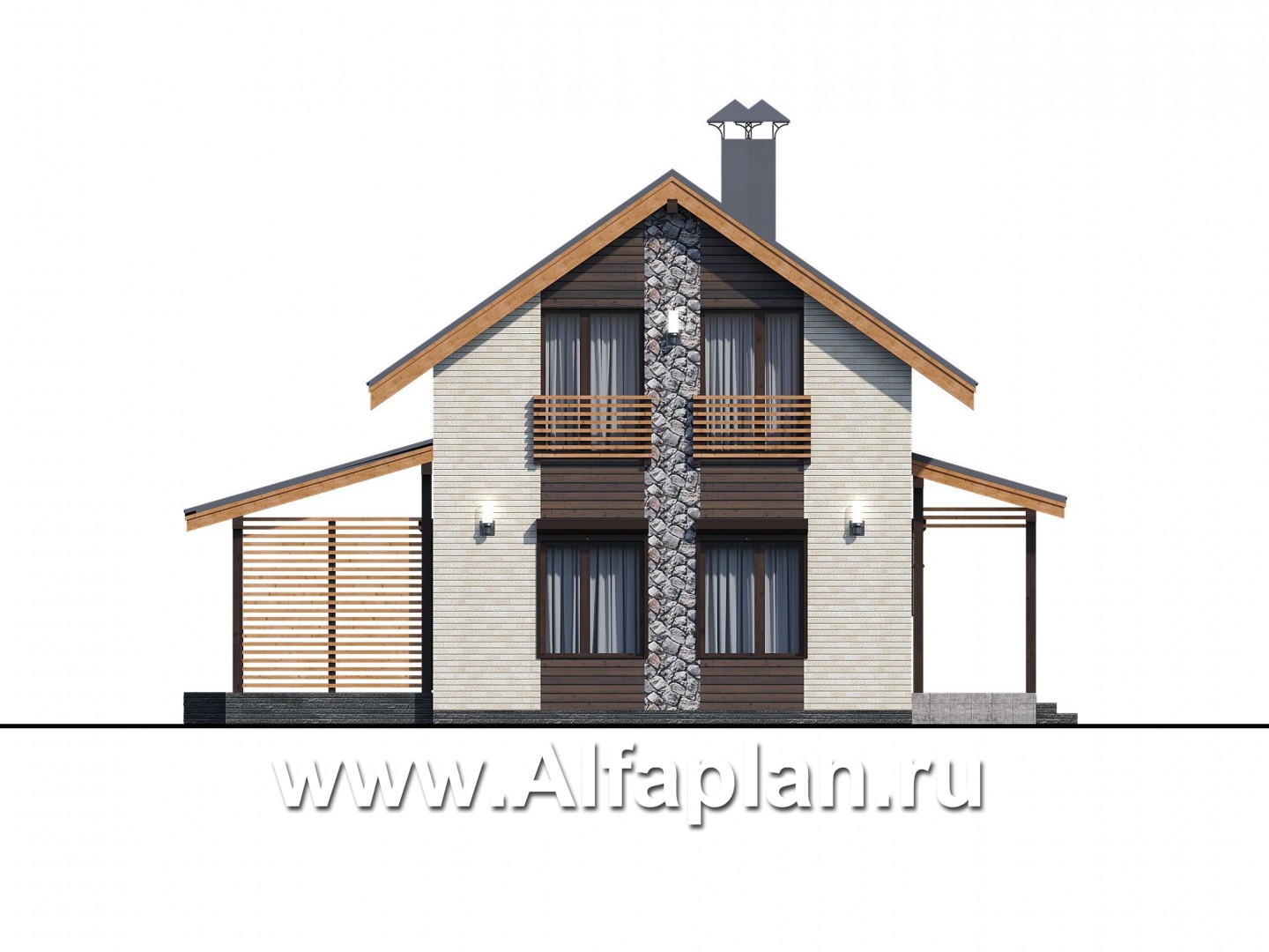 Проекты домов Альфаплан - «Сигма» - небольшой дом с сауной на первом этаже - изображение фасада №1
