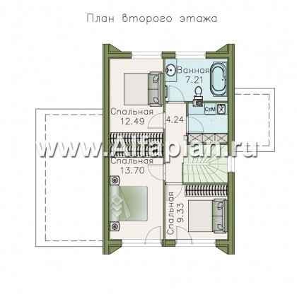 Проекты домов Альфаплан - «Сигма» - футуристичный дом в два этажа - превью плана проекта №2