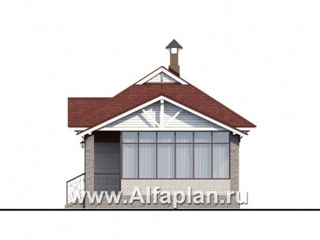 Проекты домов Альфаплан - Проект гостевого кирпичного дома - превью фасада №2