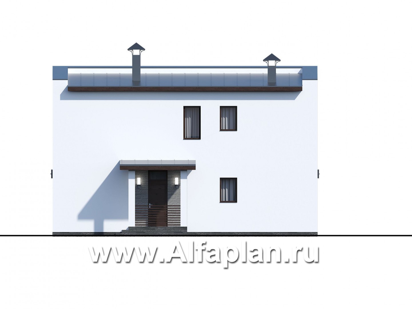 «Тау» - проект двухэтажного каркасного дома, планировка спальня на 1 эт,  в стиле минимализм - фасад дома