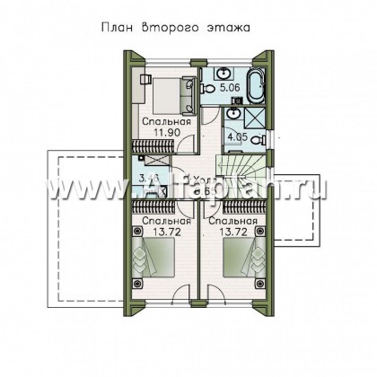 «Тау» - проект двухэтажного каркасного дома, планировка спальня на 1 эт,  в стиле минимализм - превью план дома