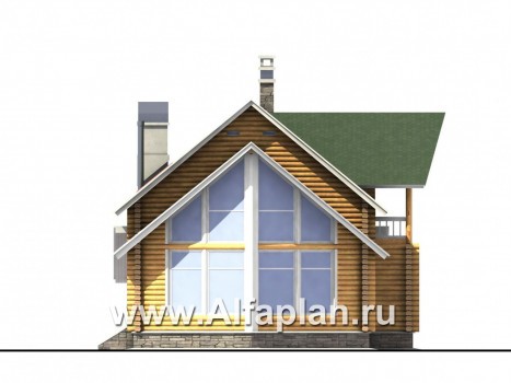 Проекты домов Альфаплан - «Новая Традиция» — деревянный дом с треугольной верандой - превью фасада №3