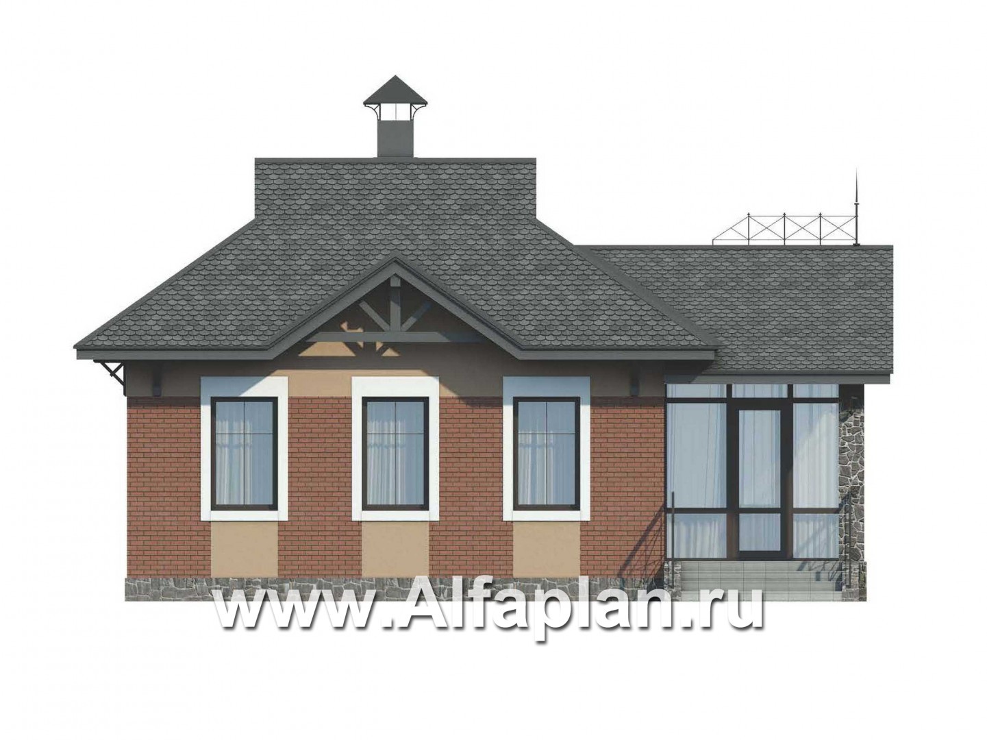 Проекты домов Альфаплан - Дом для отдыха с сауной и верандой - изображение фасада №1