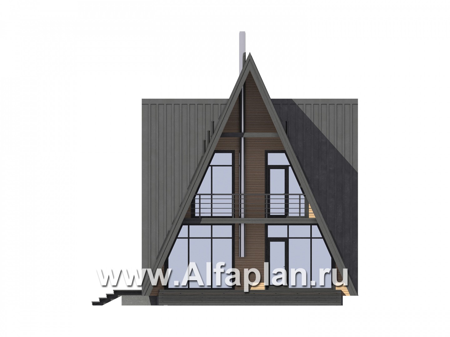 Проекты домов Альфаплан - Каркасный дом-шалаш - прекрасный дом для отдыха - изображение фасада №1
