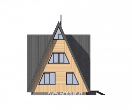 Проекты домов Альфаплан - Каркасный дом-шалаш - прекрасный дом для отдыха - превью фасада №3