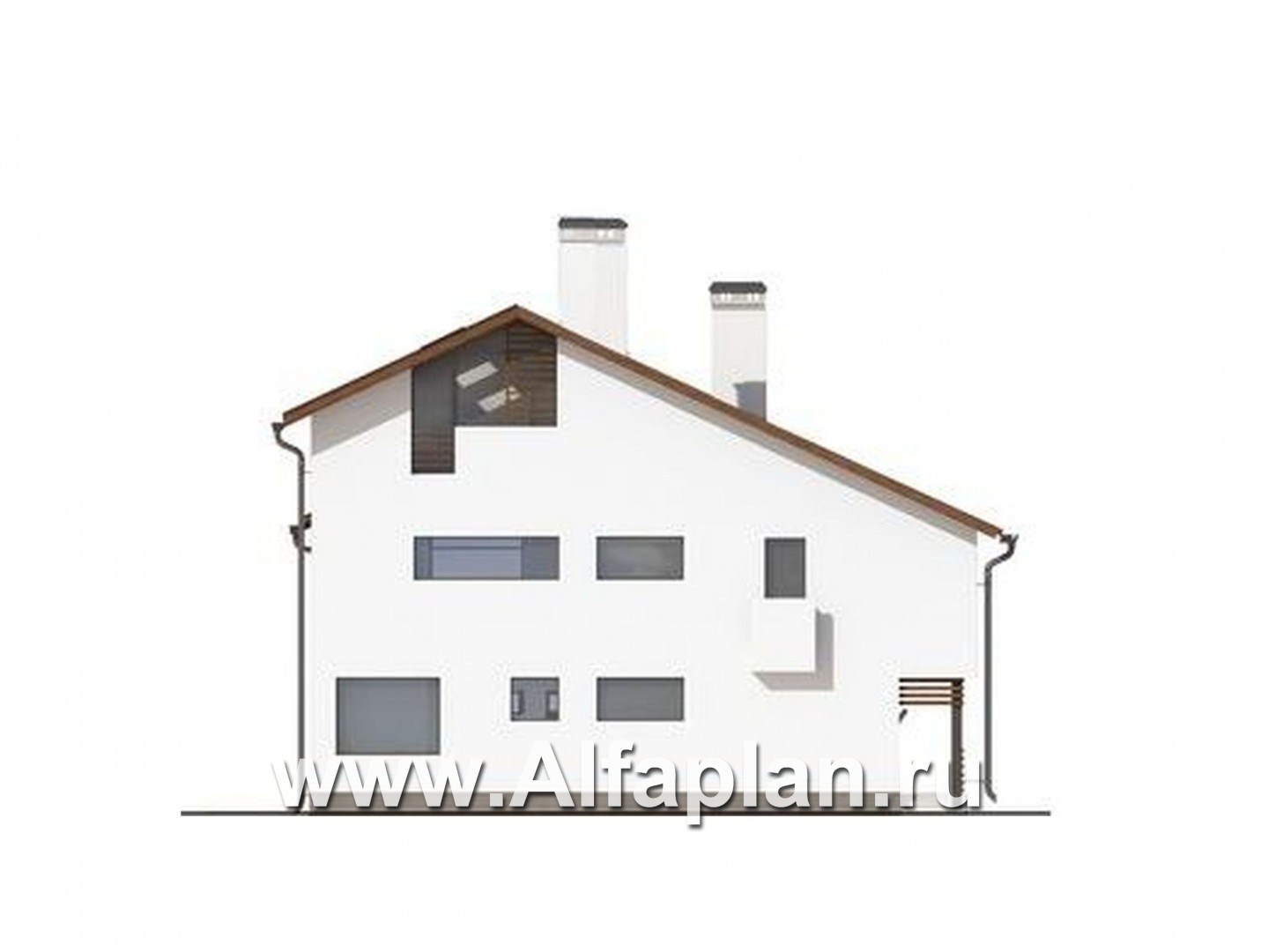 Проекты домов Альфаплан - Коттедж с эффектными фасадами и планировкой - изображение фасада №2