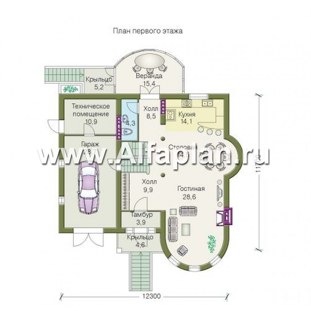 Проекты домов Альфаплан - «Квентин Дорвард» - коттедж с романтическим характером - изображение плана проекта №2