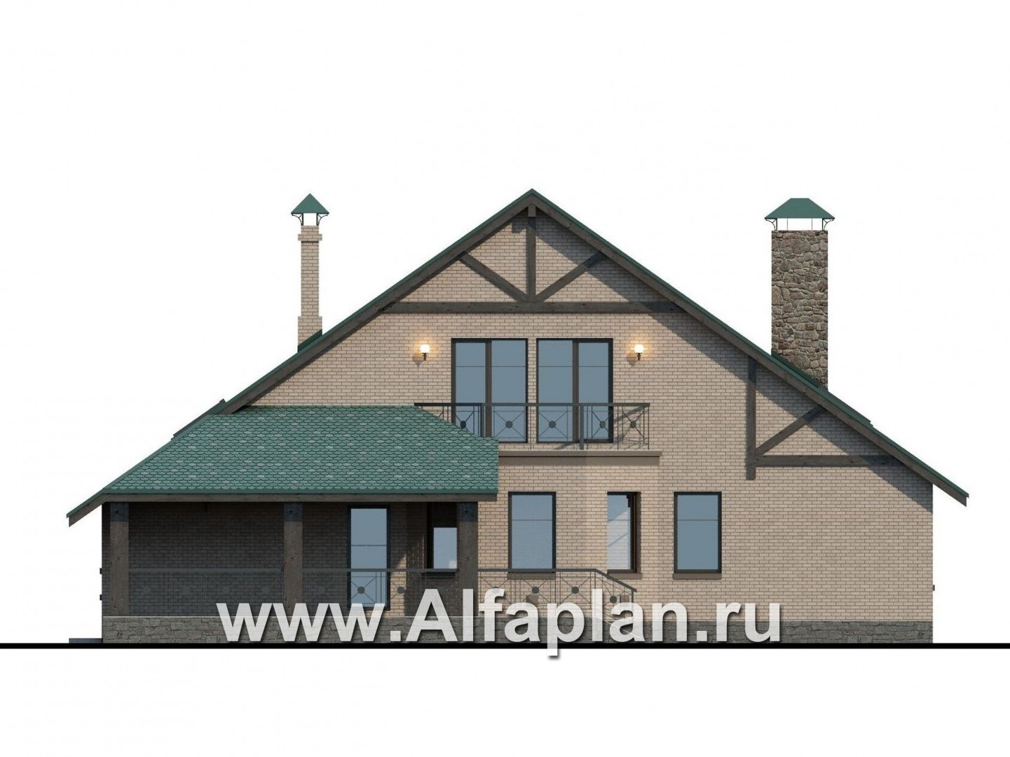 Проекты домов Альфаплан - «Эгоист» - прекрасный дом для жизни за городом - изображение фасада №4