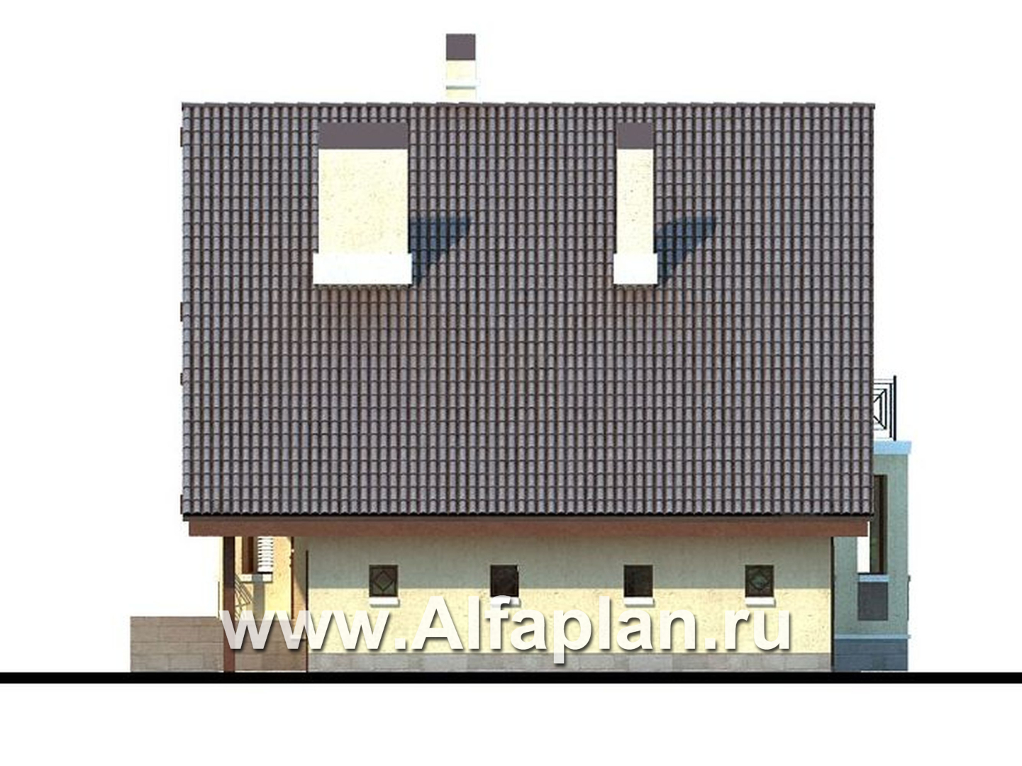 Проекты домов Альфаплан - «Регенсбург» - газобетонный коттедж в немецкой традиции - изображение фасада №2