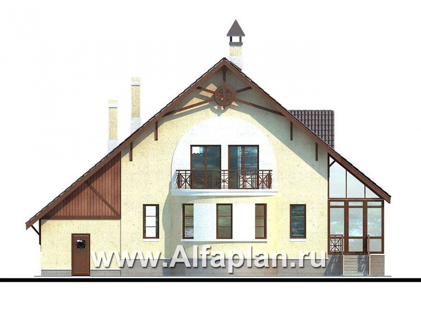 Проекты домов Альфаплан - «Оптимус» - оптимальный коттедж с двускатной кровлей - изображение фасада №4