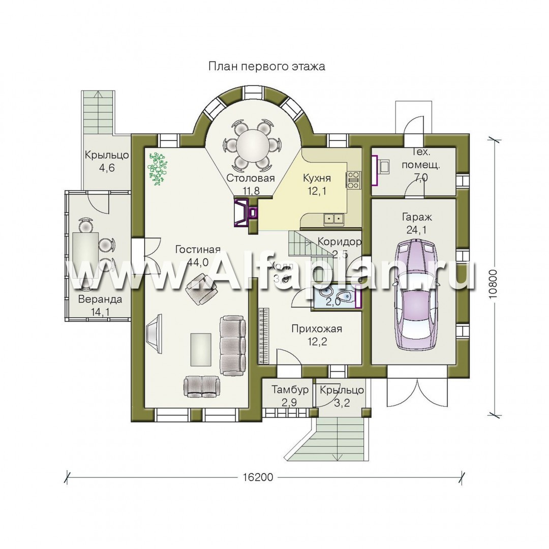 Проекты домов Альфаплан - «Оптимус» - оптимальный коттедж с двускатной кровлей - изображение плана проекта №1