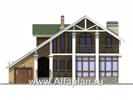 «Мистер-Твистер» -  проект дома с мансардой, с балконом и с террасой, с двумя жилыми комнатами на 1 эт - превью фасада дома