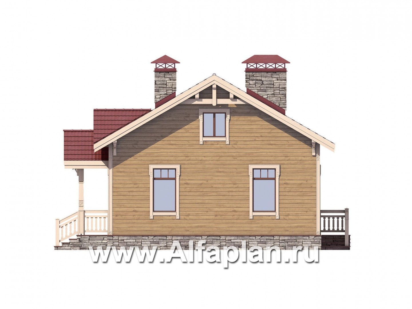 Проекты домов Альфаплан - Простой экономичный дом из газобетона - изображение фасада №4