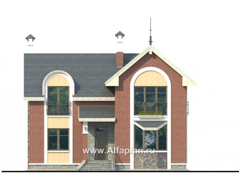 Проекты домов Альфаплан - «Фантазия» - компактный дом для небольшого участка - превью фасада №1