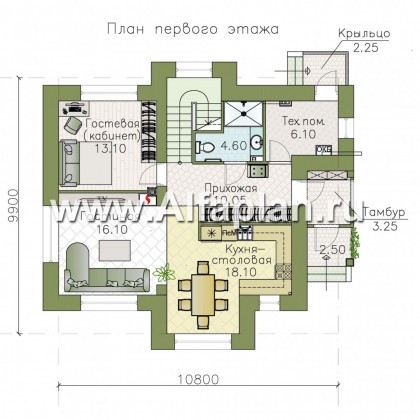 «Реверс» - проект двухэтажного дома, с четырьмя спальными комнатами - превью план дома