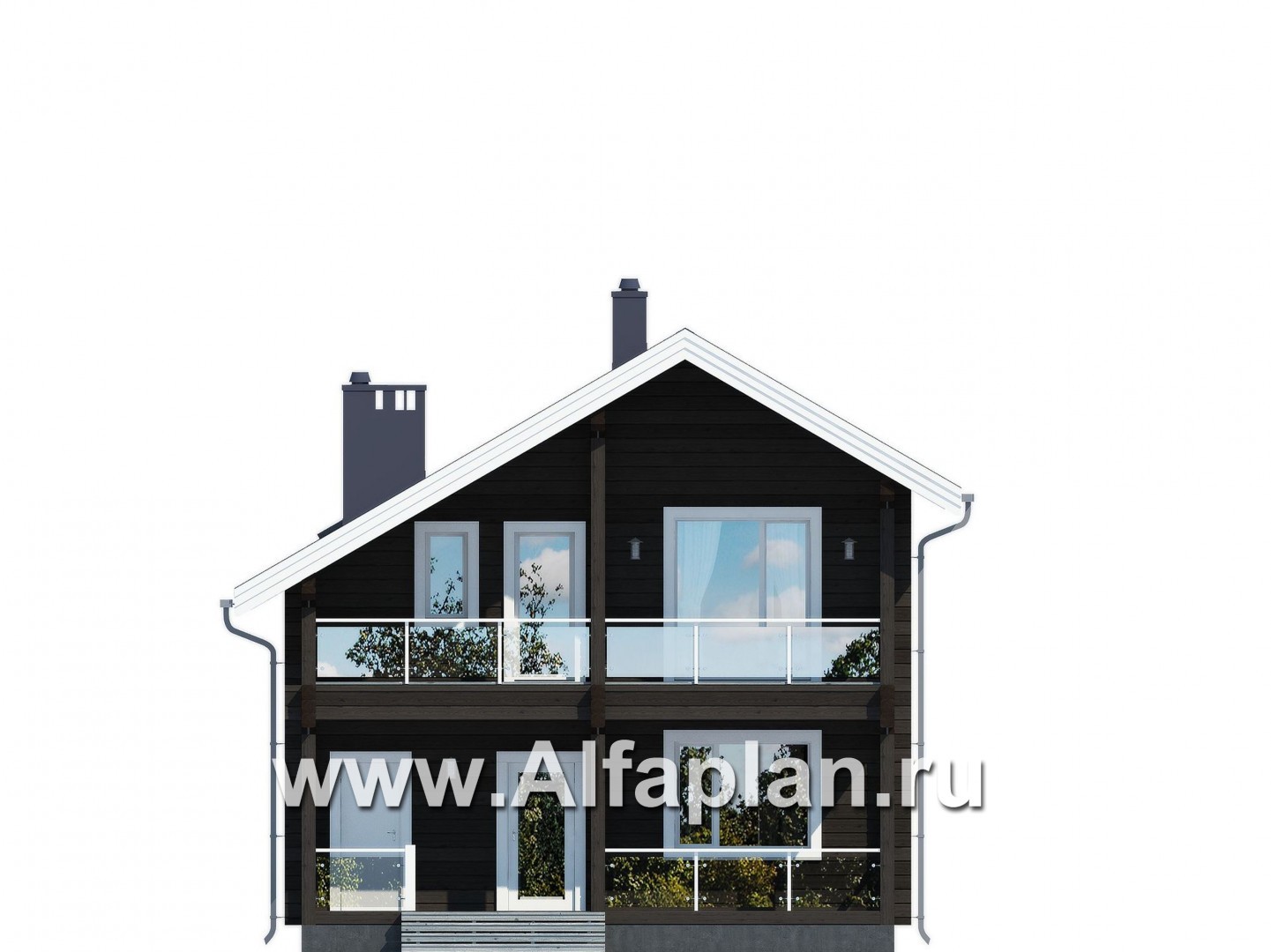 Проекты домов Альфаплан - Удобный дом-дача для загородного отдыха - изображение фасада №1