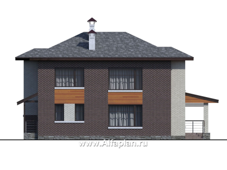 Проекты домов Альфаплан - «Республика» - современный двухэтажный комфортабельный дом - превью фасада №4