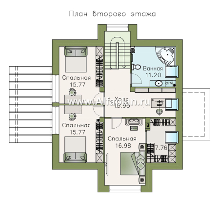 Проекты домов Альфаплан - «Альтаир» - современный мансардный дом - превью плана проекта №2