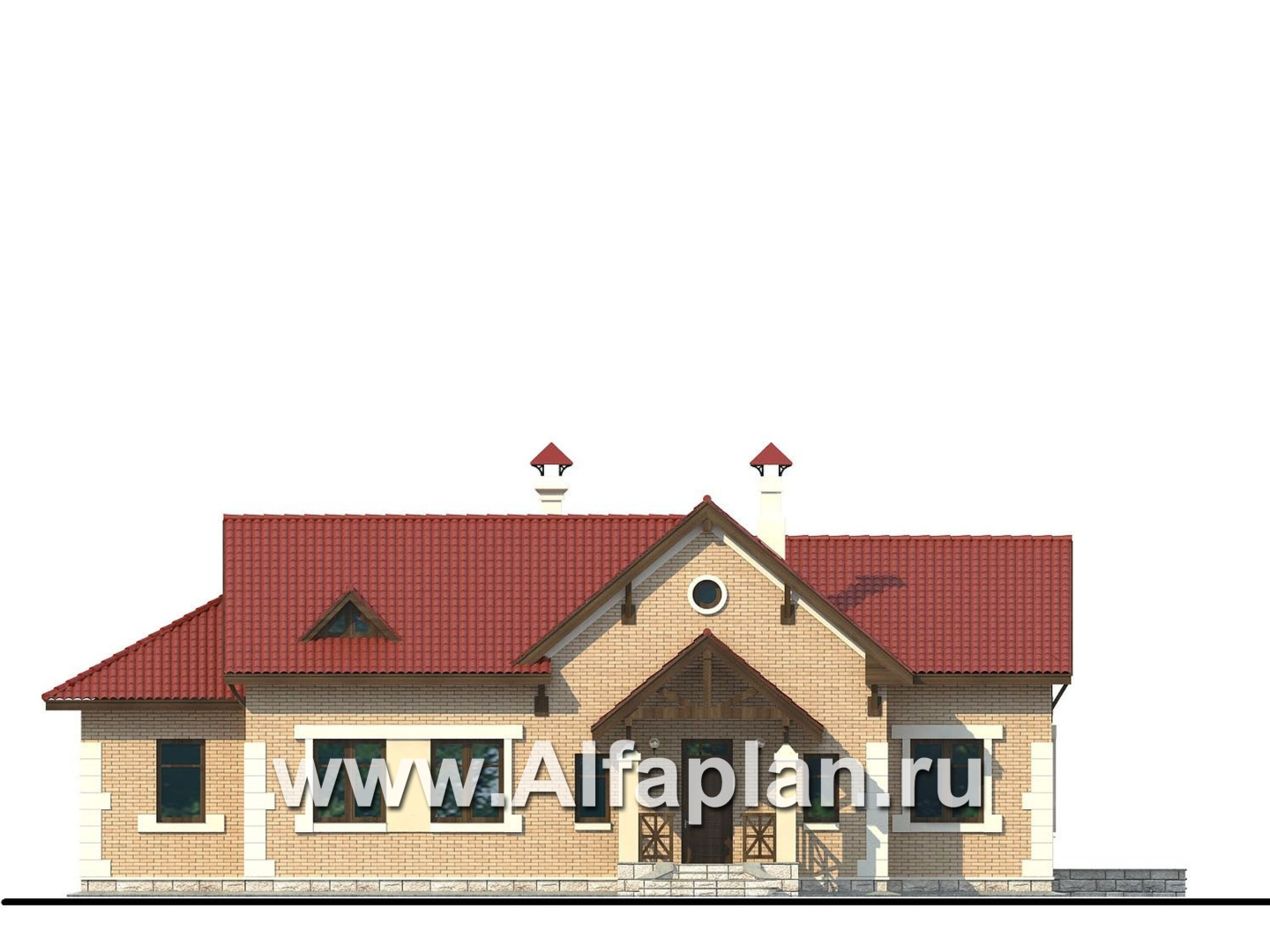Проекты домов Альфаплан - «Поместье» - одноэтажный дом с удобной планировкой - изображение фасада №1