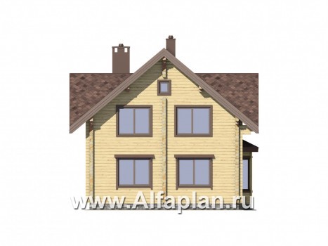 Проекты домов Альфаплан - Удобный деревянный дом с террасами - превью фасада №2