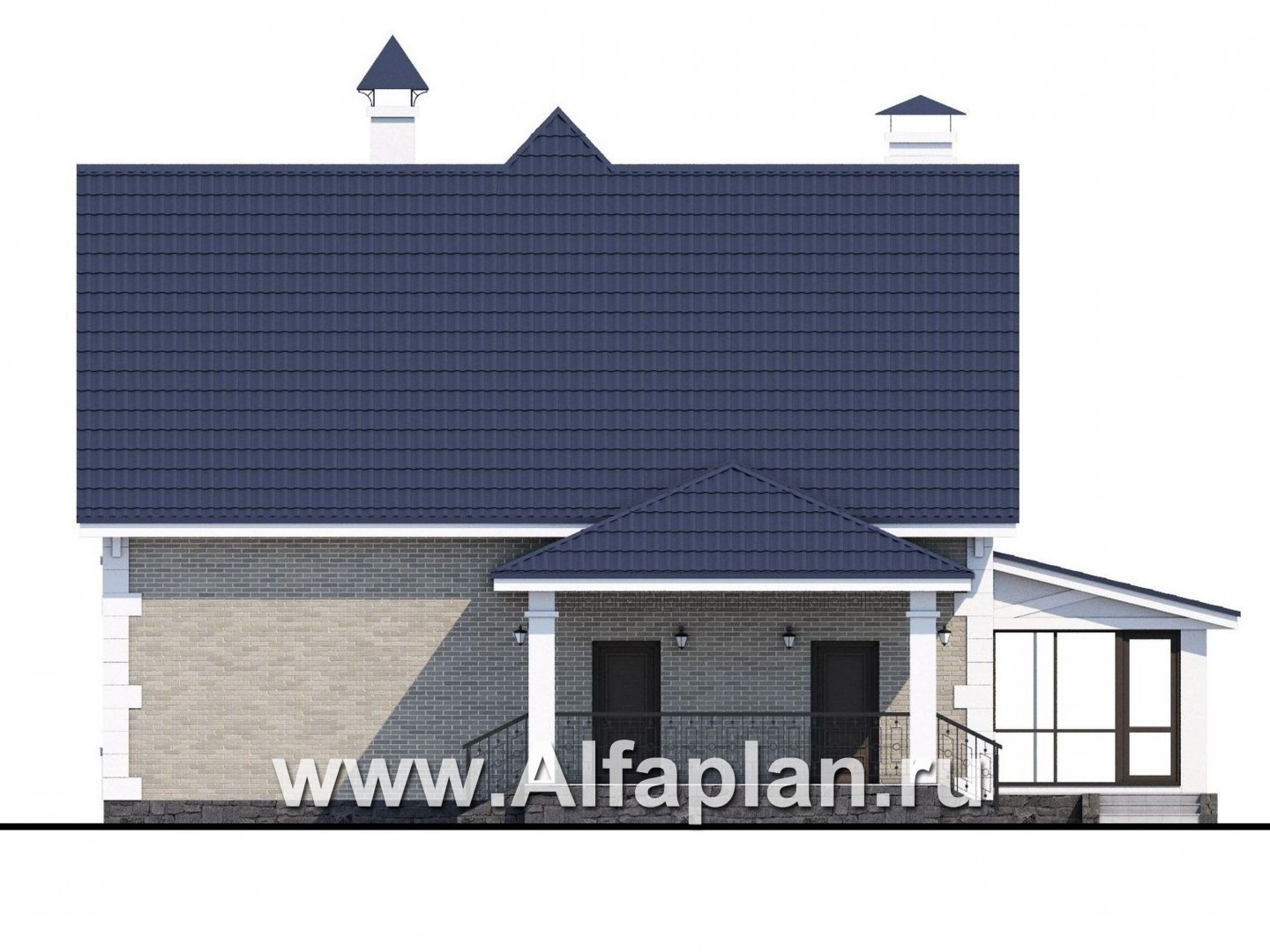 Проекты домов Альфаплан - «Золушка» - удобный и комфортный мансардный дом - изображение фасада №2