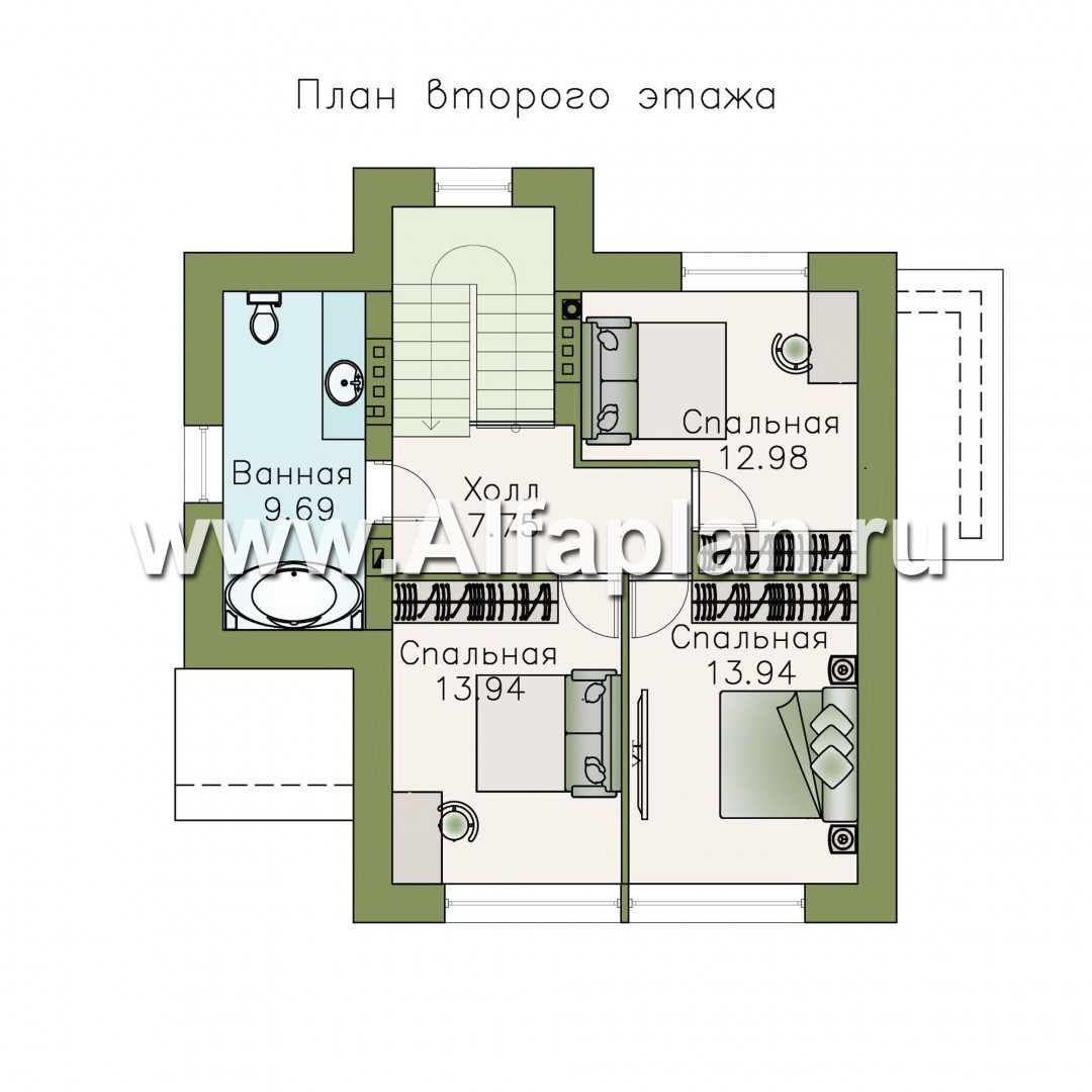 Проекты домов Альфаплан - «Сапфир» - недорогой компактный дом для маленького участка - план проекта №3