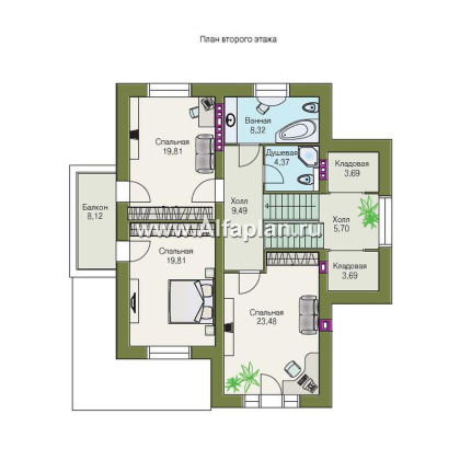 Проекты домов Альфаплан - «Юсупов» - особняк с просторной гостиной - превью плана проекта №3